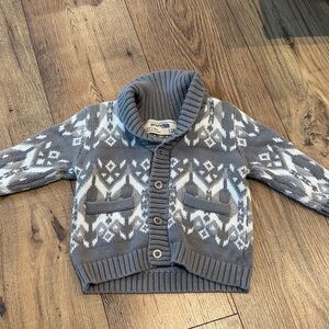 Gray Fair Isle Knit Cardigan - 12M - Oshkosh